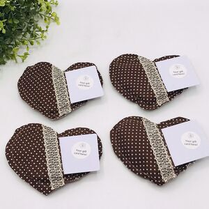 Set of 4 Fabric Pillow Gift Card Holders in Brown Dots 5x4 Inches